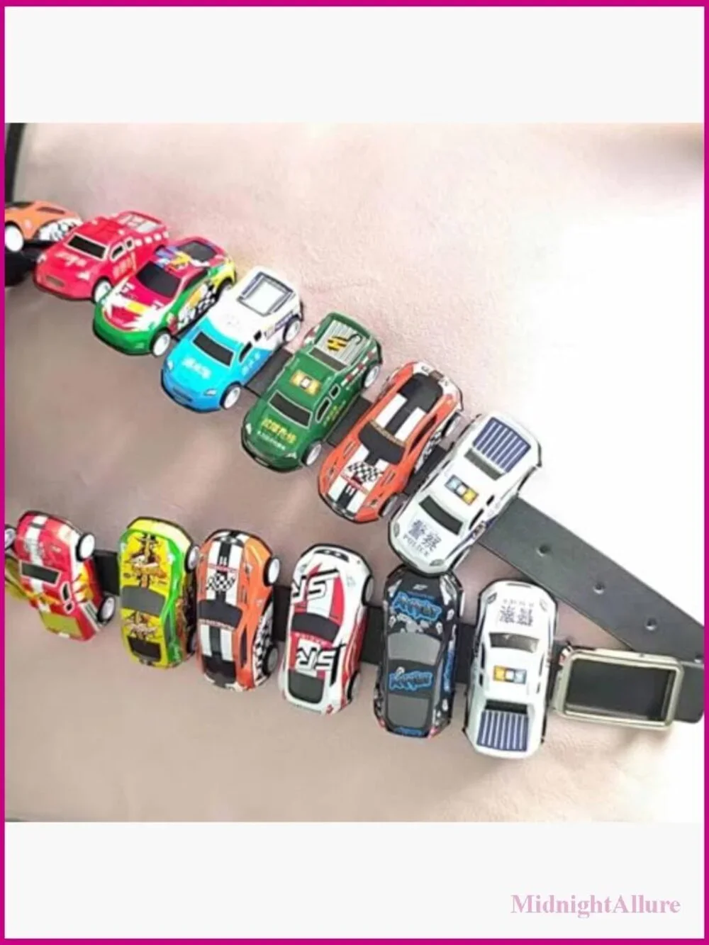 Y2K Toy Car Belt - Cute Vintage 2000s Faux Leather Adjustable Gothic Grunge